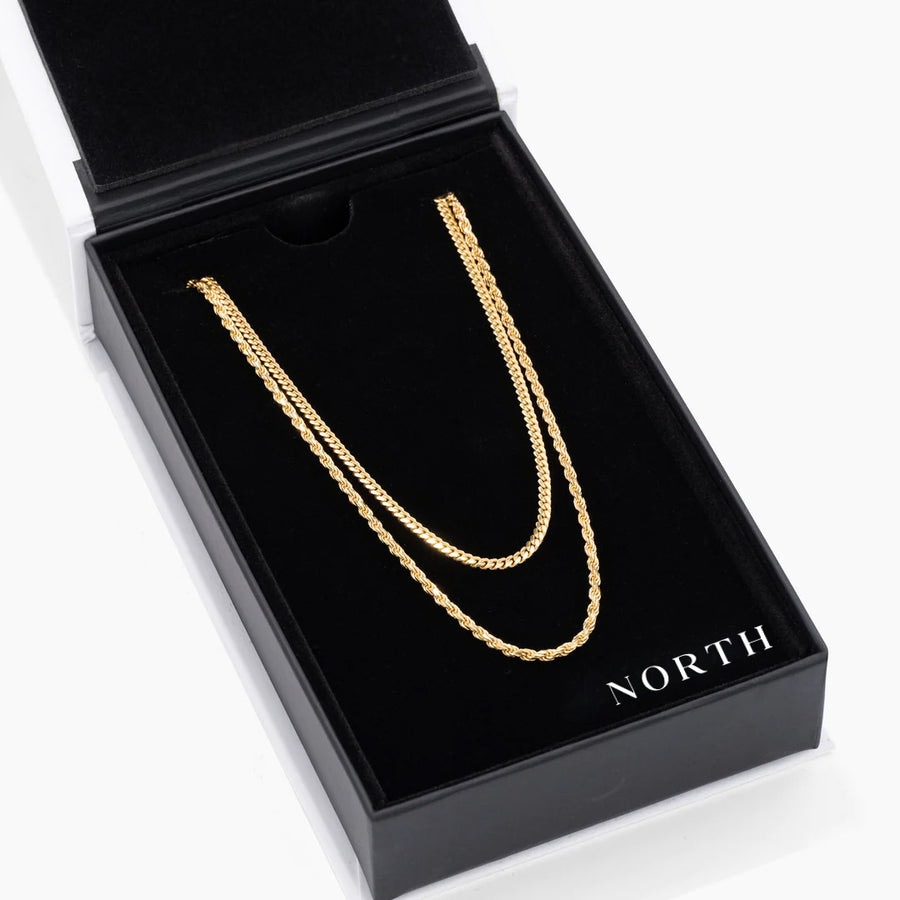 Miami Cuban Link + Rope Chain Set in Gold