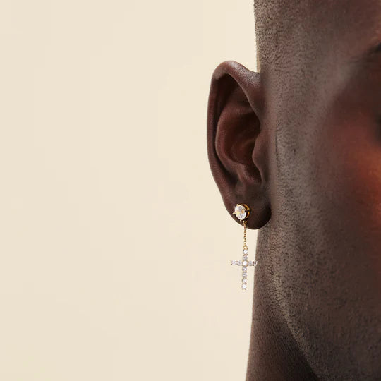 Cross Stud Earrings - Gold
