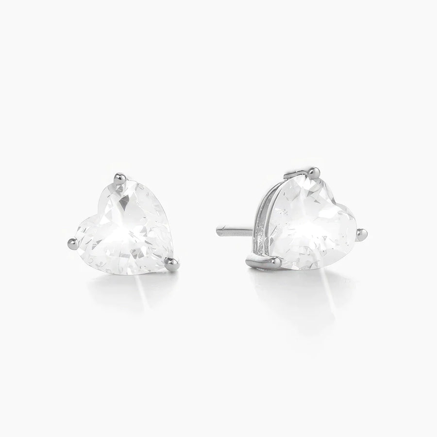 Heart Cut Earrings - White Gold