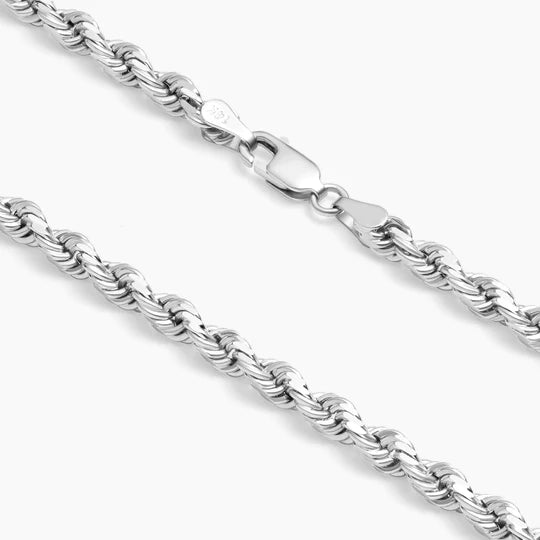 Rope Necklace - 4mm 18k Solid White Gold