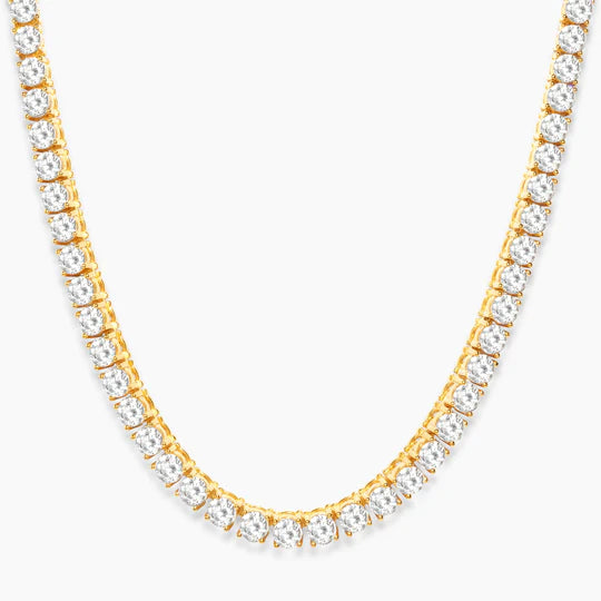 Flare Necklace - 4mm Tennis 18k Solid Gold