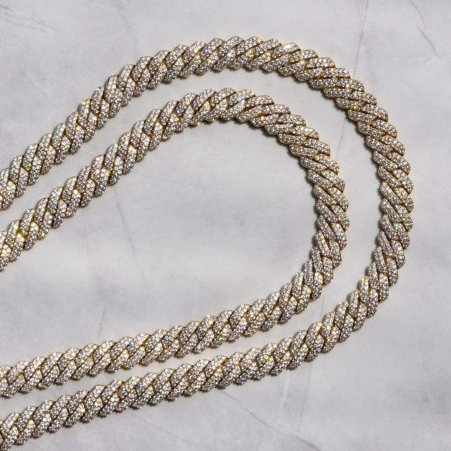 North Cuban - 14mm 18k Solid Gold Diamond Necklace