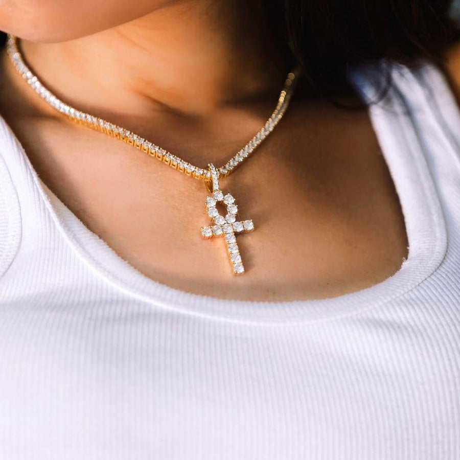 3mm Flare Chain + Ankh Pendant in Gold