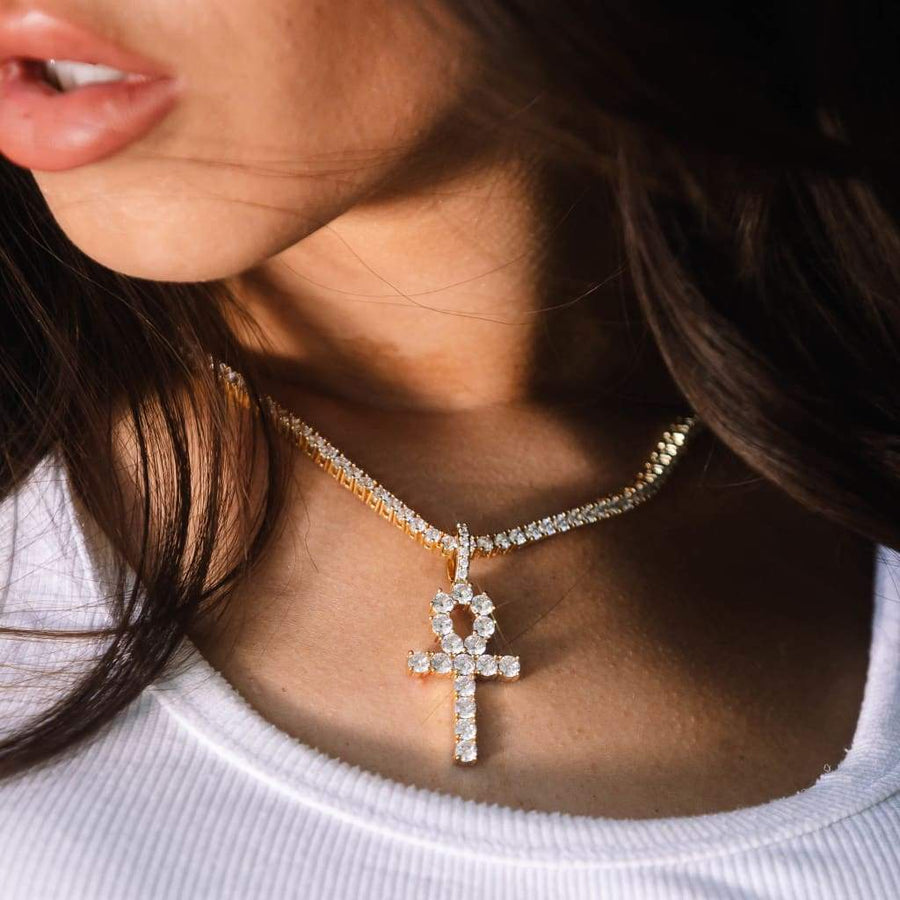 3mm Flare Chain + Ankh Pendant in Gold