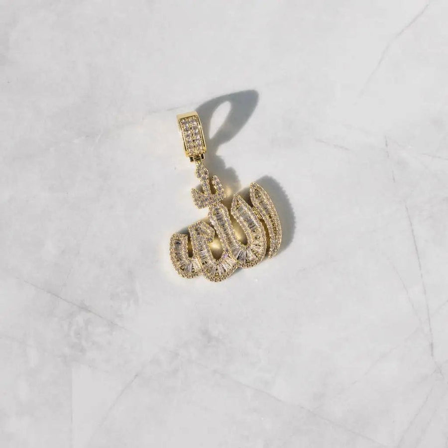 Baguette Allah - 18k Gold Pendant