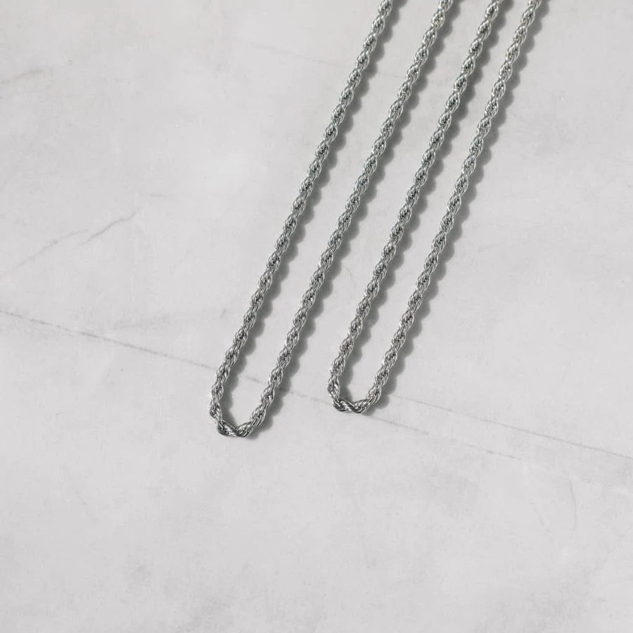 Rope Halskjede - 3mm Hvitt Gull